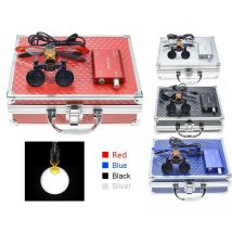 Binocular Dental Lupen Lupen + 5W Lupe Lampe LED Scheinwerfer Lampe mit Filter Aluminium Fall 2,5 X/3,5 X