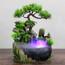 Riqueza Feng Shui empresa adornos de mesa de oficina fuente de cascada de agua corriente de escritorio con luces LED que cambian de Color Spray