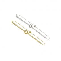 6.5-9MM Pave Round Bezel Luxry Gold Plated Solid 925 Sterling Silver Adjustable DIY Bracelet Settings 8.5Inches 1900222