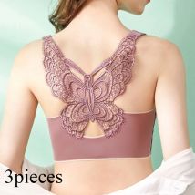 3 teile/satz Thai Latex Plus Größe Unterwäsche Frauen Kein Stahl Ring Schmetterling Schöne Zurück Sexy Sammeln Bequeme Weste-stil bh D