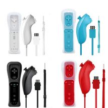 Wireless Gamepad Fernbedienung + Nunchuck 2 in 1 für Nintend Wii Controller Joystick Silikonhülle