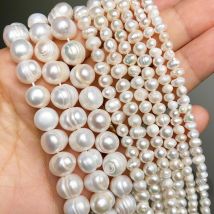 Natürliche weiße Süßwasserperlen Perlen unregelmäßige runde Zuchtperlen für DIY Frauen handgemachte Armband Zubehör 15'' Zoll