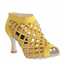 Maßge schneiderte Praxis Frauen Tanz stiefel gelb Nubuk Latin Salsa Ballsaal Tango Schuhe High Heel
