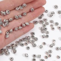 30–50 Stück Antik Silber Farbe Rondelle Spacer Perlen für Schmuckherstellung Bart DIY Ohrringe Halskette Armband Handgefertigte Erkenntnisse