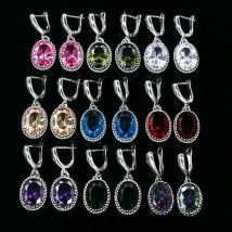Einfache weise große CZ Ohrringe für frauen 925 Silber Ohrringe Stein Schmuck Geschenk Für Partei Beste Freund
