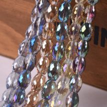 10 stücke 12x8mm Oval Zylinder Faceted Cut Kristall Glas Lose Handwerk Perlen für Schmuck Machen DIY