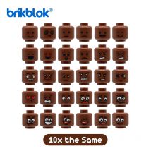 10 Pieces Lot Bricks Head Heads Face Dark Skin for Custom Figures MOC Building Blocks Toys Construction Toy for Children