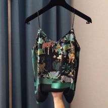 2020 nationalen Stil Frühling Sommer Frauen Sexy Spaghetti Strap Tank Top Vintage Print Camis Femme chiffon V-ausschnitt Tops S808