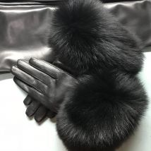 Echt Schaffell Fuchs Pelz herren Handschuhe Aus Echtem Leder Handschuh Winter Warme Mode Stil