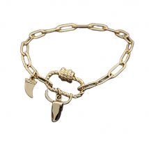 New Design Bull Head Men Women Link Bracelet Animal Pendant Beads Micro Pave Zircon Charm Bangle Party Birthday Jewelry Gift