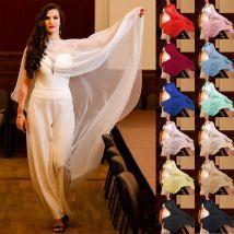 Women Wedding Cape Soft Lightweight Chiffon Bridal Shawl High Low Long Formal Wrap Lady Evening Prom Party Shrug Black White
