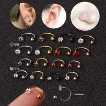2 Stücke 20G 6-10mm Edelstahl Nase Helix Ohrstecker Conch Rook Daith Lobe Ohr Piercing Schmuck Cz Hoop Tragus Knorpel