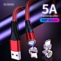 5A Magnetic USB C Cable Super Fast Charging Micro USB Type C For iPhone Samsung Xiaomi Huawei Android Charging Cable
