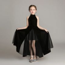 Abendkleider für Mädchen 2021 Kinder Elegante Prinzessin Ärmel Party Schwarz Kleid Hochzeit Mode