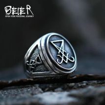 BEIER 2022 Aktualisiertes Design Vintage Luzifer Satan Siegelring Herrenring Gothic Stil Amulett Hexerei Wicca Großhandel Schmuck