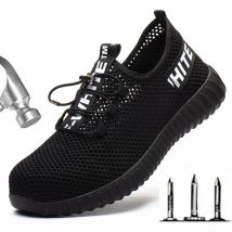 Steel Toe Safety Shoes Men Breathable Mesh Industrial  Construction Puncture Proof Work Shoes Protective Boots Sneakers M136