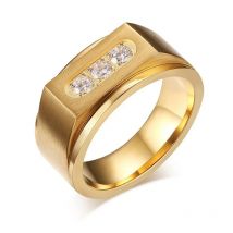Mode Männer Schmuck Ring Luxus Legierung Gold-Farbe Ring Charme Kristall Zirkon Ring Für Männer Zubehör Party Geschenk