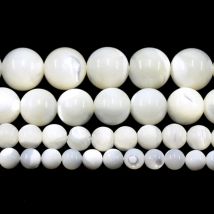 Madreperla naturale Trochus Shell Bianco 4/6/8/10/12MM Perline sparse rotonde per la creazione di gioielli Bracciali Collana Accessori
