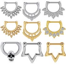 Stainless Steel Septum Clicker Ring Cartilage Helix Tragus Hoop Daith Earrings Nose Rings Hoop Hinged Segment Clicker Piercing