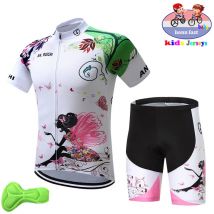 Neue Baby Sommer Atmungsaktive Kinder Radfahren Jersey Set Shorts Fluoreszierende Rosa Kinder Fahrrad Kleidung Jungen Mädchen Radfahren Kleidung