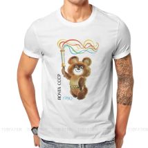 UdSSR Misha der Bär T Shirt Vintage Grafik Hochwertiges T-Shirt Große Größe O-Ausschnitt Herrenbekleidung