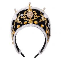 Renaissance Frauen Tiara Haube Krone Gothic Tudor Krone Kopfstück Cosplay Zubehör Royal Französisch