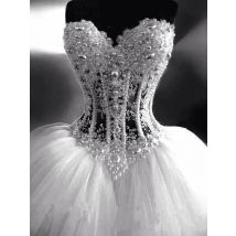 Customized Sweetheart Wedding Dresses Corset Bodice Sheer Bridal Ball Crystal Pearls Beads Rhinestones Tulle Wedding Bridal Gown