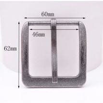 62*60MM (INNERE 46 MM) retro Silber Zwei-Ton Schwere Platz Breiten Einzel Prong Pin Clips Gürtel Schnalle