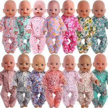 Handgemachte Blume Muster Pyjamas Für 18 Zoll Amerikanischen Puppe Mädchen Spielzeug 43 cm Geboren Baby Kleidung Zubehör Nenuco Unsere Generation