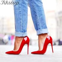 Tikicup 8 cm 10 cm 12 cm Damen Solid Basic Patent Spitzschuh High Heel Pumps 9 Farben Elegante Damen