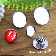 Acciaio inossidabile 10 pezzi misura 8mm 10mm 12mm 14mm 16mm 18mm 20mm 25mm spilla base cabochon impostazione cammeo rotondo vassoio vuoto