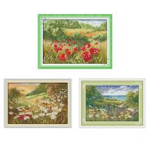Brillante Berg Blume Landschaft Muster Kreuz stich Kit aida 14ct 11ct Handarbeit Stickerei Set DIY Heim dekoration Malerei