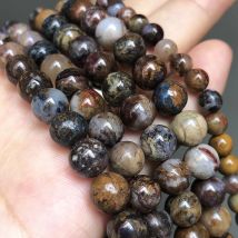 Cuentas de jaspes de pietersita marrón de piedra Natural, cuentas espaciadoras sueltas para hacer joyas, pulseras Diy de 6, 8, 10, 12mm, 7,5 pulgadas