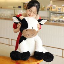 Nette Sitzende Milch Kuh Cartoon Plüsch Spielzeug Neue Design Lebensechte Rinder Plushie Puppe Kawaii Room Decor Stofftiere Für Kinder