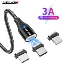 USLION Magnetyczny kabel ładowarki USB Micro Type C Szybkie ładowanie dla iphone 12 Magnetyczny