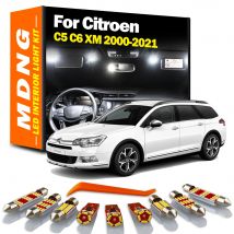 MDNG Canbus LED Interior Map Dome Reading Trunk Light Kit For Citroen C5 C6 XM 2000-2018 2019 2020 2021 Żarówka pojazdu bez błędów