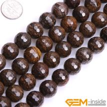 Naturstein Bronzit Jaspis facettierte runde Perle für Schmuckherstellung Strang 15 Zoll DIY Schmuck Armband Perlen 8 mm 10 mm 12 mm