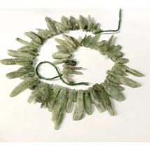 PANGEM-Sale 1of 15.5" Full Strand 100% Natural Green Kyanite Kunzite Beads,Raw Nugget Gem Stone Long Chip Beads for jewelry diy
