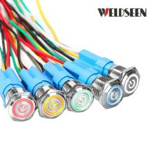 16mm Metall Push Button Switch LED Licht 3V 6V 12V 24V 220V Momentary Rast typ Start Stop Power Elektrische Taste