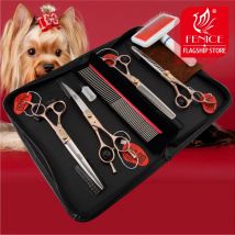 Zestaw nożyczek dla psów Fenice prosto i przerzedzenie i zakrzywione nożyczki do pielęgnacji zwierząt domowych zestawy Bichon Teddy Bomei Dog Grooming nożyce zestaw narzędzi