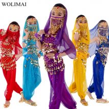 Kinder Bauchtänzerin Gürtel Hosen Schleier Zubehör für Flügel Kinder Maske Bollywood Kleid Mädchen Bauchtanz Kostüm Set 2-8 Stück