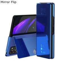 Smart Flip Case für Samsung Galaxy Z Fold 5 4 3 2 5g W21 W22 Spiegel beschichtung PU Leder Kicks tand stoß feste Telefon abdeckung Funda
