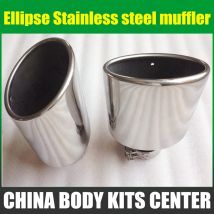 Newest Style Oval Slanted Stainless Steel Universal Exhaust System End Pipe+Car Exhaust Tip 1 Piece