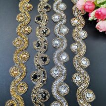 1Yard afrikanische Spitze Trim Stoff Ethnische Spitze Band Runde Strass Quaste Perlen Anhänger Kragen Zubehör