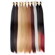 2 Packs 300g Synthetic Straight Hair Bundles Silk Soft Bulk Hair Extensions High Temperature Braiding Hair Black Brown Blonde
