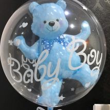 4D Transparent Baby Mädchen/Junge Bär Blase Ball Geburtstag Party Blau/Rosa Ballon Baby Dusche Geschlecht offenbaren Dekor DIY Geschenk Liefert