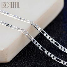 DOTEFFIL Halskette aus 925er-Sterlingsilber, 16/18/20/22/24/26/28/30 Zoll, 2 mm seitliche flache Kette für Damen und Herren, modischer Hochzeitsschmuck