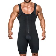 Herren-Shapewear-Body, Ganzkörperformer, Kompressions-Schlankheitsanzug, atmungsaktiv, Reißverschluss, Korsett, Po-Heber, Bein, Bauchkontrollgürtel