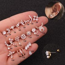 2020 neueste 1Pc 3 Farbe 16g Zirkon Rose Gold Ohr Felge Helix Orbital Tragus Rook Piercing Schmuck Knorpel stud