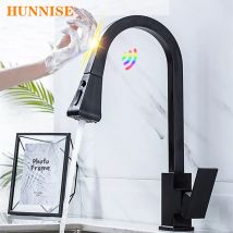 Tocco Rubinetto Della Cucina Piazza Pull Out Kitchen Sink Miscelatore Rubinetto Nero Opaco Sensibile Al Tocco di Controllo Rubinetto Della Cucina Rubinetti Calda E Fredda